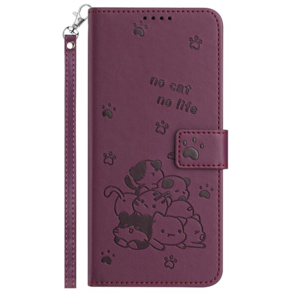 Xiaomi Redmi Note 15 Pro 5G Embossed Kitten Leather with Lanyard Wine Red-Θήκη Βιβλίο