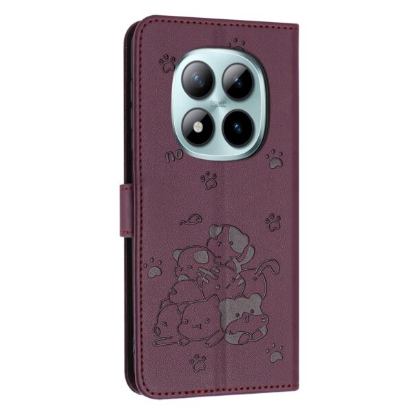 Xiaomi Redmi Note 15 Pro 5G Embossed Kitten Leather with Lanyard Wine Red-Θήκη Βιβλίο