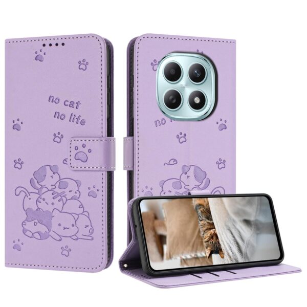 Xiaomi Redmi Note 15 5G / 4G Embossed Kitten Leather with Lanyard Purple-Θήκη Βιβλίο