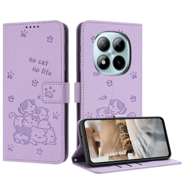 Xiaomi Redmi Note 15 Pro 5G Embossed Kitten Leather with Lanyard Purple-Θήκη Βιβλίο