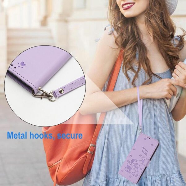 Xiaomi Redmi Note 15 Pro 5G Embossed Kitten Leather with Lanyard Purple-Θήκη Βιβλίο