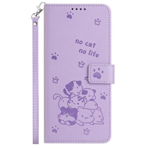 Xiaomi Redmi Note 15 Pro+ 5G Embossed Kitten Leather with Lanyard Purple-Θήκη Βιβλίο