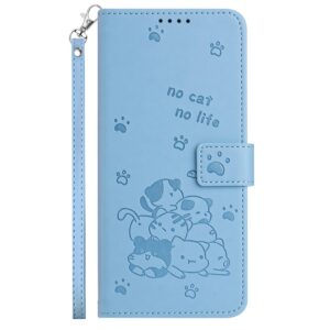 Xiaomi Redmi Note 15 Pro 5G Embossed Kitten Leather with Lanyard Blue-Θήκη Βιβλίο