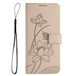 Xiaomi Redmi Note 15 5G / 4G Lotus Embossed Leather with Lanyard Beige-Θήκη Βιβλίο