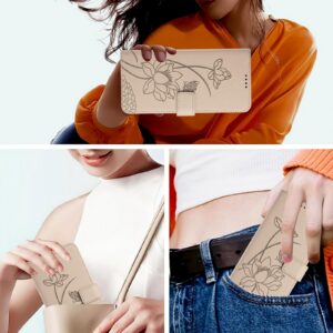 Xiaomi Redmi Note 15 5G / 4G Lotus Embossed Leather with Lanyard Beige-Θήκη Βιβλίο