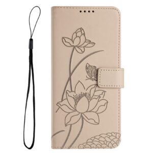 Xiaomi Redmi Note 15 Pro 4G Lotus Embossed Leather with Lanyard Beige-Θήκη Βιβλίο