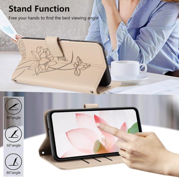 Xiaomi Redmi Note 15 Pro+ 5G Lotus Embossed Leather with Lanyard Beige-Θήκη Βιβλίο