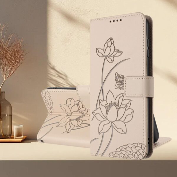 Xiaomi Redmi Note 15 Pro+ 5G Lotus Embossed Leather with Lanyard Beige-Θήκη Βιβλίο