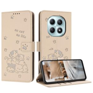 Xiaomi Redmi Note 15 5G / 4G Embossed Kitten Leather with Lanyard Beige-Θήκη Βιβλίο