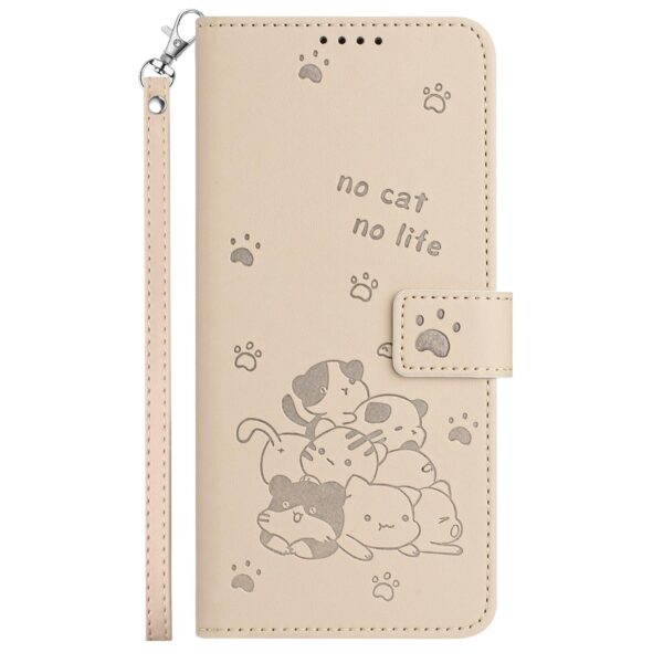 Xiaomi Redmi Note 15 5G / 4G Embossed Kitten Leather with Lanyard Beige-Θήκη Βιβλίο