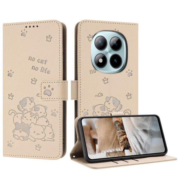 Xiaomi Redmi Note 15 Pro+ 5G Embossed Kitten Leather with Lanyard Beige-Θήκη Βιβλίο