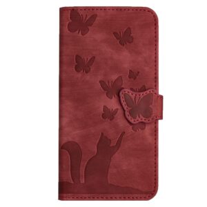 Xiaomi Redmi Note 15 Pro+ 5G Butterfly Cat Embossing Flip Leather Red-Θήκη Βιβλίο