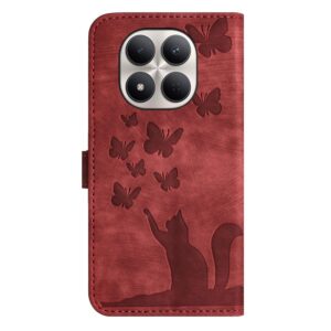 Xiaomi Redmi Note 15 Pro+ 5G Butterfly Cat Embossing Flip Leather Red-Θήκη Βιβλίο