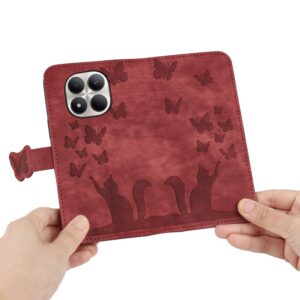 Xiaomi Redmi Note 15 Pro+ 5G Butterfly Cat Embossing Flip Leather Red-Θήκη Βιβλίο
