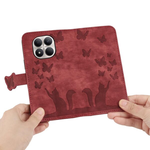 Xiaomi Redmi Note 15 Pro+ 5G Butterfly Cat Embossing Flip Leather Red-Θήκη Βιβλίο