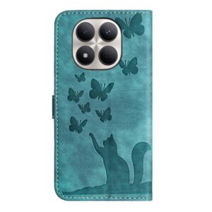 Xiaomi Redmi Note 15 Pro+ 5G Butterfly Cat Embossing Flip Leather Wathet-Θήκη Βιβλίο