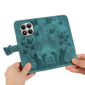 Xiaomi Redmi Note 15 Pro+ 5G Butterfly Cat Embossing Flip Leather Wathet-Θήκη Βιβλίο