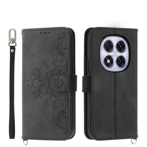 Xiaomi Redmi Note 15 Pro 4G Skin Feel Flowers Embossed Wallet Leather Black-Θήκη Βιβλίο