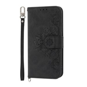 Xiaomi Redmi Note 15 Pro 4G Skin Feel Flowers Embossed Wallet Leather Black-Θήκη Βιβλίο