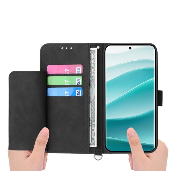 Xiaomi Redmi Note 15 Pro 4G Skin Feel Flowers Embossed Wallet Leather Black-Θήκη Βιβλίο