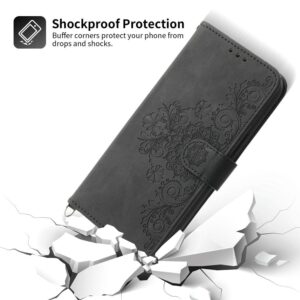 Xiaomi Redmi Note 15 Pro 4G Skin Feel Flowers Embossed Wallet Leather Black-Θήκη Βιβλίο