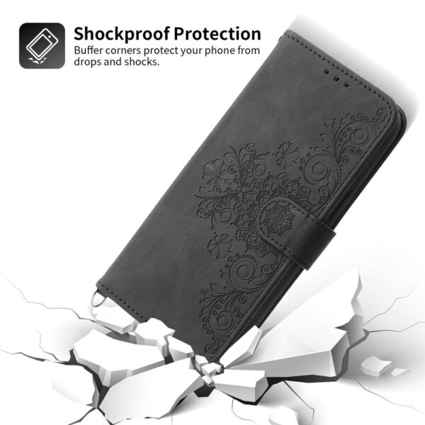 Xiaomi Redmi Note 15 Pro 4G Skin Feel Flowers Embossed Wallet Leather Black-Θήκη Βιβλίο