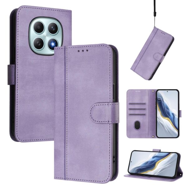 Xiaomi Redmi Note 15 5G / 4G / Poco M8 5G Line Splicing Buckle Retro Leather Purple-Θήκη Βιβλίο