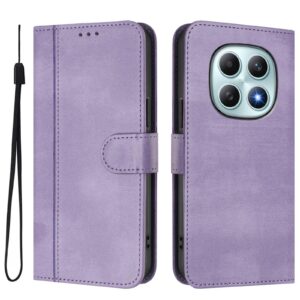 Xiaomi Redmi Note 15 5G / 4G / Poco M8 5G Line Splicing Buckle Retro Leather Purple-Θήκη Βιβλίο