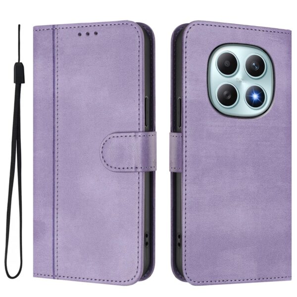Xiaomi Redmi Note 15 5G / 4G / Poco M8 5G Line Splicing Buckle Retro Leather Purple-Θήκη Βιβλίο