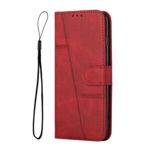 Xiaomi Redmi Note 15 Pro 5G Stitching Calf Texture Buckle Leather Red-Θήκη Βιβλίο