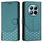 Xiaomi Redmi Note 15 Pro+ 5G /Poco M8 Pro 5G Honeycomb Embossing RFID Leather Peacock Green-Θήκη Βιβλίο