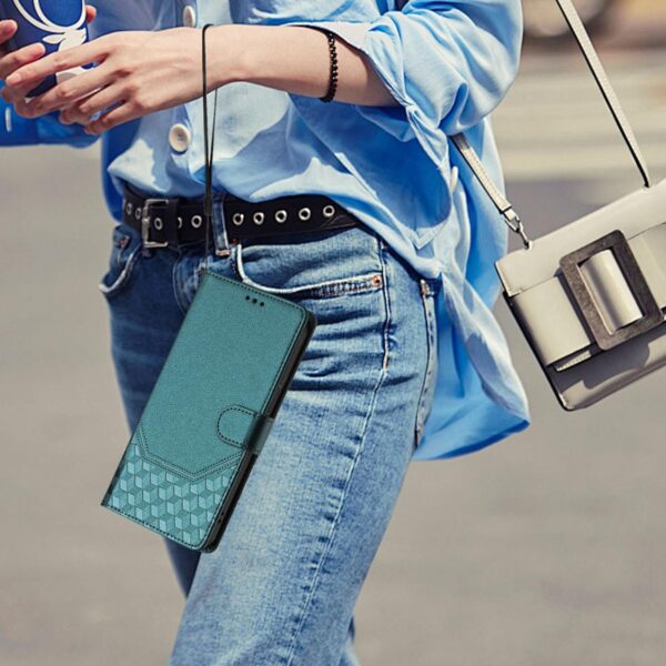 Xiaomi Redmi Note 15 Pro+ 5G /Poco M8 Pro 5G Honeycomb Embossing RFID Leather Peacock Green-Θήκη Βιβλίο