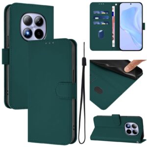 Xiaomi Redmi Note 15 Pro 5G Skin Feel Solid Color Leather with Lanyard Dark Green-Θήκη Βιβλίο