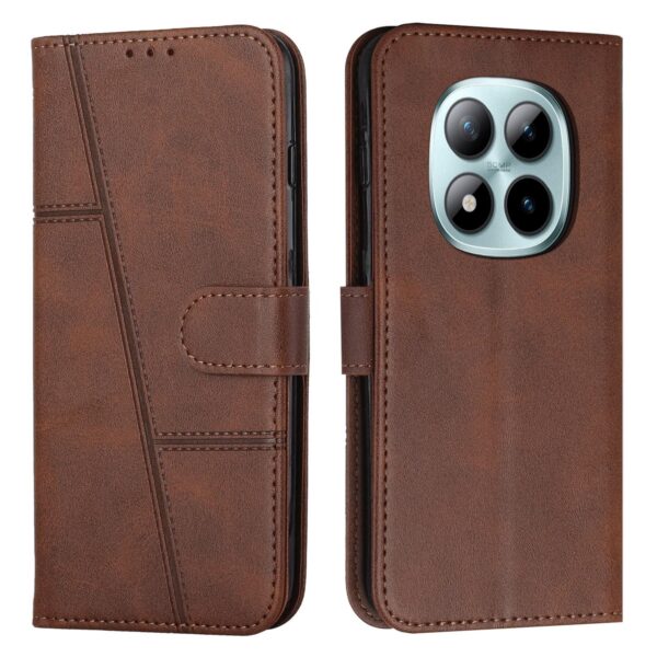 Xiaomi Redmi Note 15 Pro 5G Stitching Calf Texture Buckle Leather Brown-Θήκη Βιβλίο