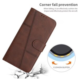 Xiaomi Redmi Note 15 Pro 5G Stitching Calf Texture Buckle Leather Brown-Θήκη Βιβλίο