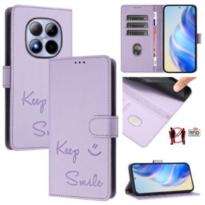 Xiaomi Redmi Note 15 Pro 5G Smile Embossing RFID Leather Light Purple-Θήκη Βιβλίο
