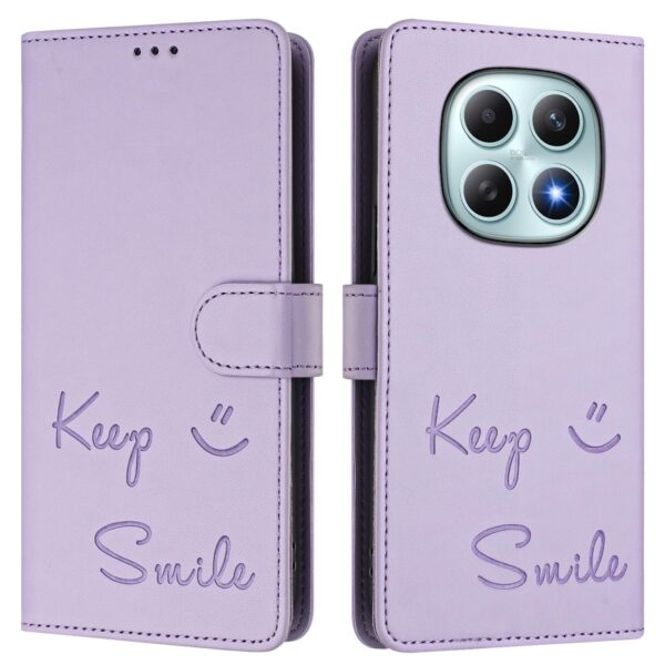 Xiaomi Redmi Note 15 4G / 5G Smile Embossing RFID Leather Light Purple-Θήκη Βιβλίο
