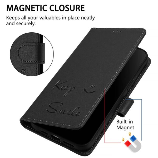 Xiaomi Redmi Note 15 4G / 5G Smile Embossing RFID Leather Black-Θήκη Βιβλίο