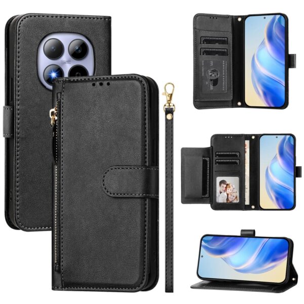 Xiaomi Redmi Note 15 Pro 5G Multi-Card Slots Zipper Wallet Leather Black-Θήκη Βιβλίο