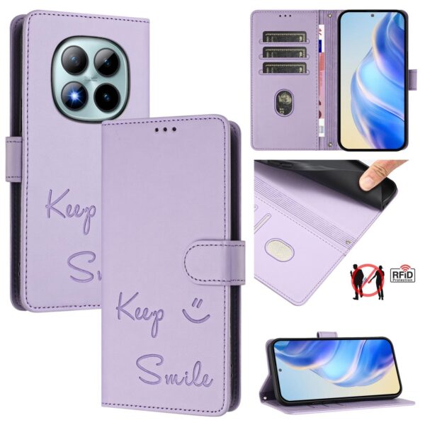 Xiaomi Redmi Note 15 Pro+ 5G Smile Embossing RFID Leather Light Purple-Θήκη Βιβλίο