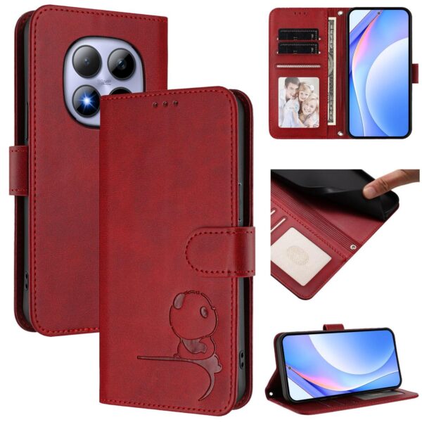 Xiaomi Redmi Note 15 Pro 5G Litter Panda Embossing RFID Leather with Lanyard Wine Red-Θήκη Βιβλίο