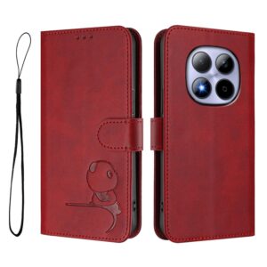 Xiaomi Redmi Note 15 Pro 5G Litter Panda Embossing RFID Leather with Lanyard Wine Red-Θήκη Βιβλίο