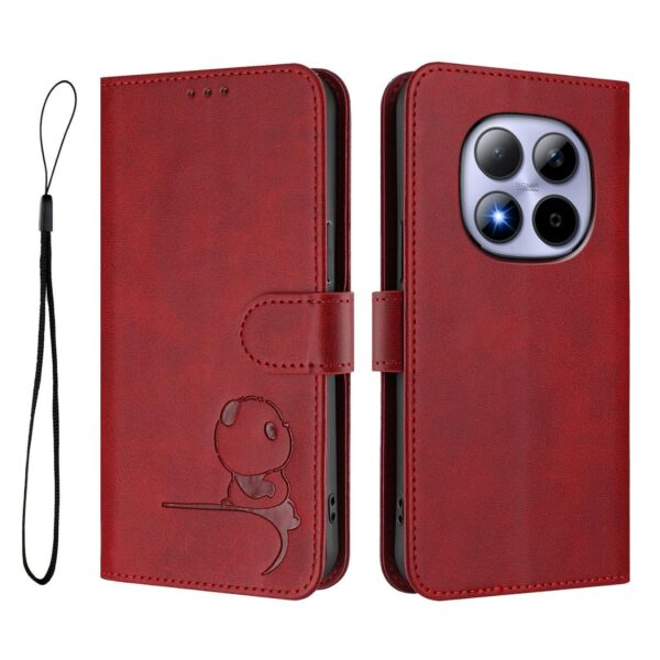 Xiaomi Redmi Note 15 Pro 5G Litter Panda Embossing RFID Leather with Lanyard Wine Red-Θήκη Βιβλίο
