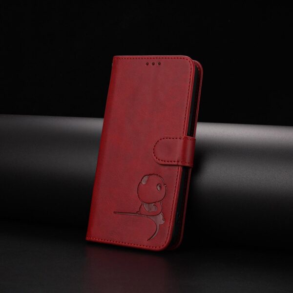 Xiaomi Redmi Note 15 Pro 5G Litter Panda Embossing RFID Leather with Lanyard Wine Red-Θήκη Βιβλίο