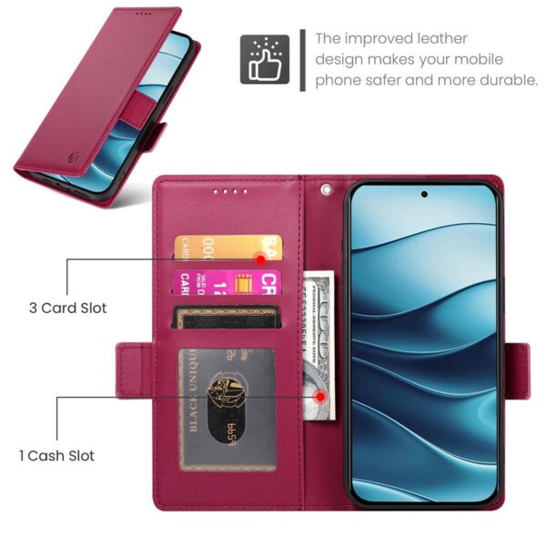 Xiaomi Redmi Note 15 Pro 4G Side Buckle Magnetic Frosted Leather Wine Red-Θήκη Βιβλίο