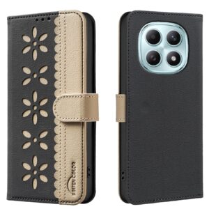 Binfen Xiaomi Redmi Note 15 5G Splicing Color Hollow Flower Pattern RFID Leather Black-Θήκη Βιβλίο