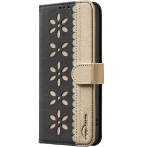 Binfen Xiaomi Redmi Note 15 5G Splicing Color Hollow Flower Pattern RFID Leather Black-Θήκη Βιβλίο