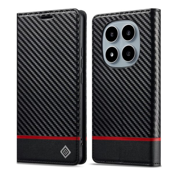 Lc. Imeeke Xiaomi Redmi Note 15 Pro+ 5G Carbon Fiber Leather Horizontal Black-Θήκη Βιβλίο