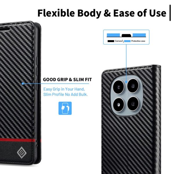 Lc. Imeeke Xiaomi Redmi Note 15 Pro+ 5G Carbon Fiber Leather Horizontal Black-Θήκη Βιβλίο