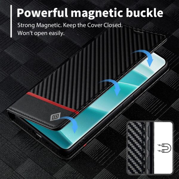 Lc. Imeeke Xiaomi Redmi Note 15 Pro+ 5G Carbon Fiber Leather Horizontal Black-Θήκη Βιβλίο